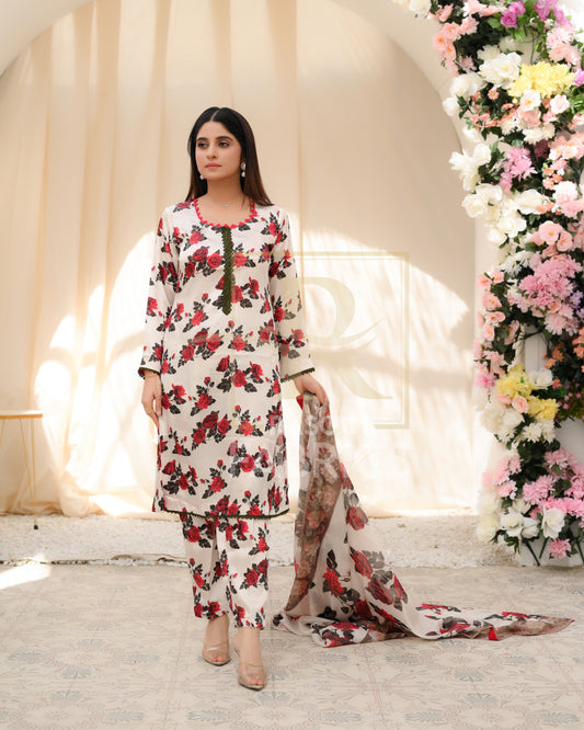 Shamose Silk 3-Piece Suit – Floral Bliss